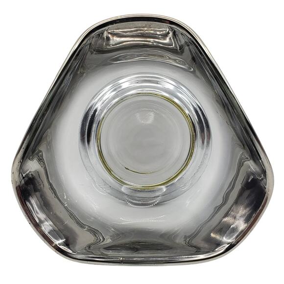 Dorothy Thorpe Silver Fade Glass Bowl Small Footed Tri Corner Dish MCM Decor - Picture 2 of 10